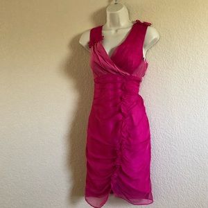 Cluce Silk Blend Pink Ruffle Sheath Dress Size S New